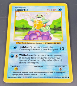 1999 Pokemon Baset Set Shadowless - Squirtle - 63/102 - Image 1