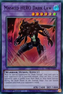 RA01-EN025 MASKED HERO DARK LAW SUPER RARE 1ST EDITION YuGiOh CARD - Image 1