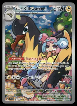 Pokemon Cards Iono's Kilowattrel 163/159 Journey Together IR NM *1 - Image 1