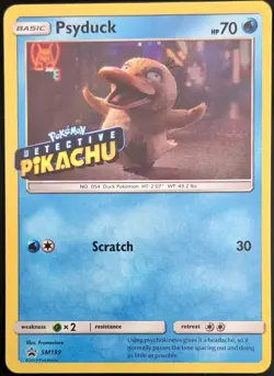 Psyduck Detective Pikachu Stamped SM199 Holo Sun & Moon Promo Pokemon Holo LP/NM - Image 2