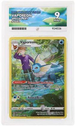 Pokemon TCG Brilliant Stars Vaporeon TG02/TG30 Trainer Gallery Ace 9 Mint - Image 2