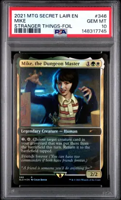 2021 MTG SECRET LAIR DROP STRANGER THINGS-FOIL MIKE, THE DUNGEON MASTER PSA 10 - Image 1