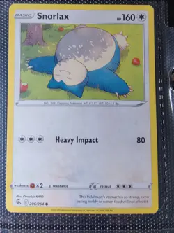 Pokemon TCG Fusion Strike - Snorlax 206/264 - Common English Card Non-Holo NM/LP - Image 1