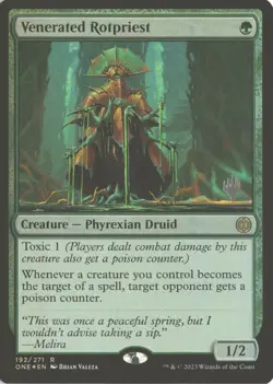MTG Venerated Rotpriest (192) *Foil* Promo PW Stamp Phyrexia: All Will Be One NM - Image 1