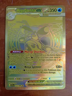 Gold Mega Greninja EX 122/086 HYPER RARE CHASE Chaos Rising Pokemon TCG card - Image 3