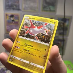 Latias SM135 Sun & Moon Black Star Promo Cosmos Holo Pokemon Card Galaxy Swirl - Image 2