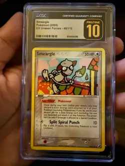 **POP 32** CGC 10 PRISTINE Smeargle 48/115 EX Unseen Forces 2005 Pokemon card - Image 1
