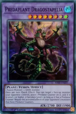 RA01-EN027 PREDAPLANT DRAGOSTAPELIA SUPER RARE 1ST EDITION YuGiOh CARD - Image 1