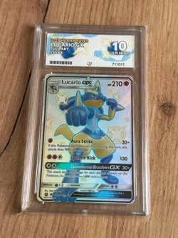2019 Hidden Fates Lucario GX Full Art #SV64 Pokemon Card TCG - Image 1