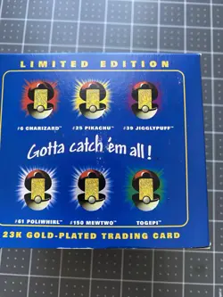 1999 Pokemon Pikachu 23K Gold-Plated Trading Card Burger King Blue Box SEALED - Image 3