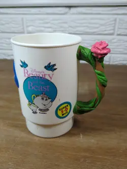 Vintage 1992 Disney World on Ice Beauty and the Beast Souvenir Cup Mug Belle - Image 1
