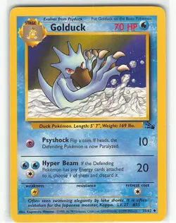 Golduck 35/62 Uncommon Fossil Pokemon Unlimited LP Himeno - Image 1