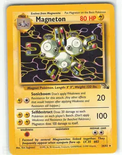 Magneton 26/62 Rare Fossil Pokemon Unlimited MP Sugimori - Image 1