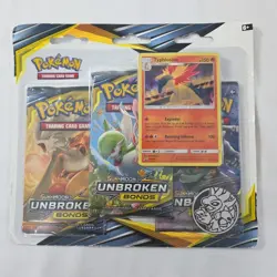 POKEMON SUN & MOON UNBROKEN BONDS 3 PACK TYPHLOSION Promo SM185 (SEALED BLISTER) - Image 1