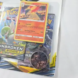 POKEMON SUN & MOON UNBROKEN BONDS 3 PACK TYPHLOSION Promo SM185 (SEALED BLISTER) - Image 3