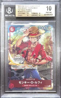 BGS 10 One Piece Card Game Monkey D. Luffy P-001 Championship Promo Japanese - Image 1