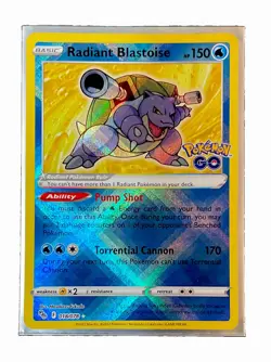Radiant Blastoise 018/078 2022 Pokemon GO Shiny Holo Ultra Rare Textured Card NM - Image 1