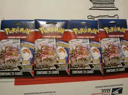 4 Unopened Pokemon 25 Card Packs: With ONE GUARANTEED FOIL CARD IN EACH - Image 1