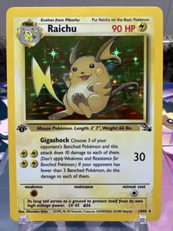 RAICHU Pokemon Card - WOTC - 1st Edition - Fossil - 14/62 - HOLO - Image 1
