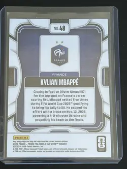 Panini Prizm FIFA World Cup 2026 - Kylian Mbappe Base Card #40 - Image 2
