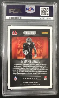 2021 Panini Illusions Ja'Marr Chase #65 Trophy Collection Emerald RC PSA 10 - Image 2