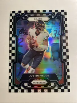 2023 Panini Prizm Black White Checkerboard Justin Fields # 48 NFL Football Card - Image 1