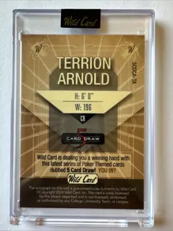 Wild Card Terrion Arnold Card Draw Football Trading Card 1/2 - Image 2