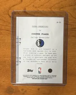 2025-2026 NBA Hoops Cooper Flagg Dunkumentory Holo Rookie Card Mavericks #D-11 - Image 2