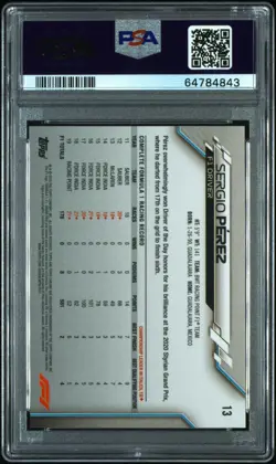 2020 TOPPS CHROME SAPPHIRE F1 #13 SERGIO PEREZ RC REFRACTOR PORTRAIT RARE PSA 9 - Image 2