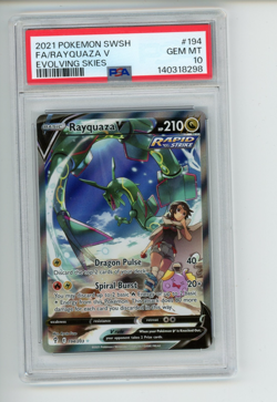 2021 Pokemon Evolving Skies Rayquaza V 194/203 Full Alt Art Rare PSA 10 GEM - Image 1