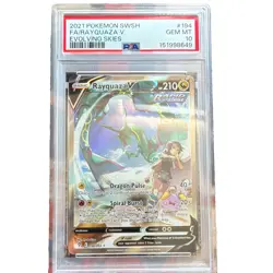 Pokemon Rayquaza V PSA 10 194/203 SWSH07 Evolving Skies Alt Full Art Holo - Image 1