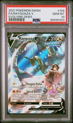 Pokemon 2021 Rayquaza V 194/203 Alt Art Evolving Skies GEM MINT PSA 10 - Image 1