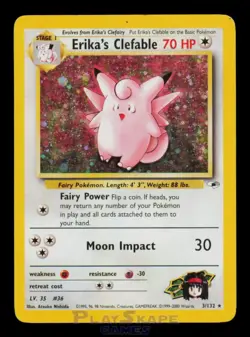 Pokemon Card Erika's Clefable 3/132 Gym Heroes Vintage WOTC Holo Rare MP 2000 - Image 1