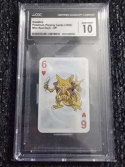1999 Pokemon Mini Red Deck Playing Cards Kadabra 6 Of Hearts CGC Gem 10 - Image 1
