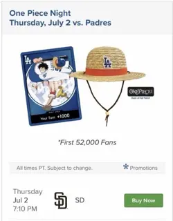 Los Angeles Dodgers One Piece Luffy Promo Card Set / Straw Hat 2026 - PREORDER - Image 1