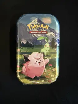 Pokemon TCG Tin Clefairy & Chikorita Multicolor Collectible Trading Card Game - Image 1
