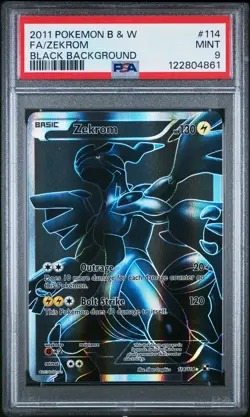 2011 POKEMON B&W BLACK BACKGROUND #114 FULL ART/ZEKROM PSA 9 - Image 1