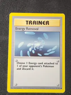 Energy Removal 092/102 Base Set Unlimited 4th Print Uk 1999-2000 Pokemon Trainer - Image 1