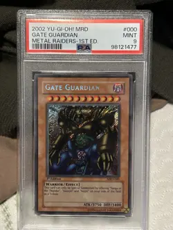2002 Yu-Gi-Oh! MRD Gate Guardian Metal Raiders 1st Edition #000 PSA Mint 9 - Image 1