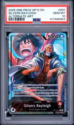 One Piece 2025 Silvers Rayleigh Alternate Art OP12-001 L PSA 10 - Image 1