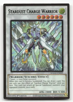 Yugioh Stardust Charge Warrior MAGO-EN029 Premium Gold Rare 1st Edition NM - Image 1