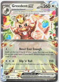 Greedent ex 179/197 Double Rare Obsidian Flames Pokemon Holo Near Mint - Image 1