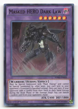 Yugioh Masked HERO Dark Law SDHS-EN044 Super Rare 1st Edition NM - Image 1