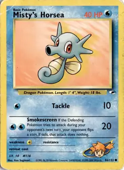 Misty's Horsea 086/132 Gym Heroes Pokemon Card TCG - Image 1