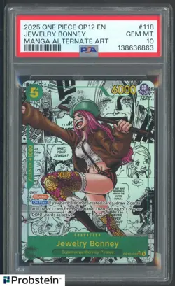 2025 One Piece Jewelry Bonney OP12 EN Manga Alternate Art PSA 10 GEM MINT - Image 1