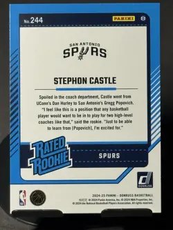 2024-25 Panini Donruss - Rated Rookie Stephon Castle #244 Holo Green Laser (RC) - Image 2