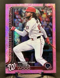 2025 Topps Update Series - Rookie Debut James Wood #US218 Pink Holo Foil (RC) - Image 1