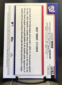 2025 Topps Update Series - Rookie Debut James Wood #US218 Pink Holo Foil (RC) - Image 2