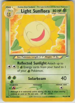 Pokemon TCG Light Sunflora Common Neo Destiny 072/105 - Image 1