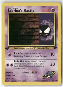 Pokemon Sabrina's Gastly (96) 096/132 1st Edition Gym Challenge Common - Image 1